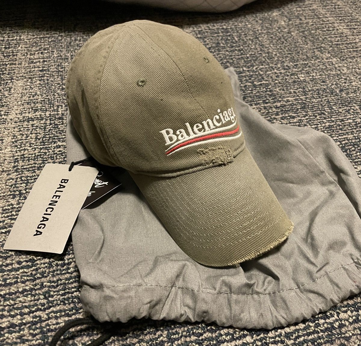 ハット (W) Balenciaga Political Campaign Destroyed Cap Gray Silver Balenciaga Political Campaign Distressed Cap Grey/Multi