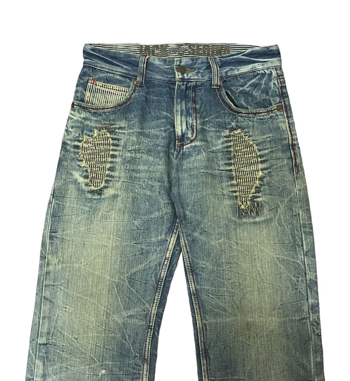 Japanese Brand Jack Serika Japan Denim Light Wash Mud Clawn Distressed Size US 31 - 7 Thumbnail