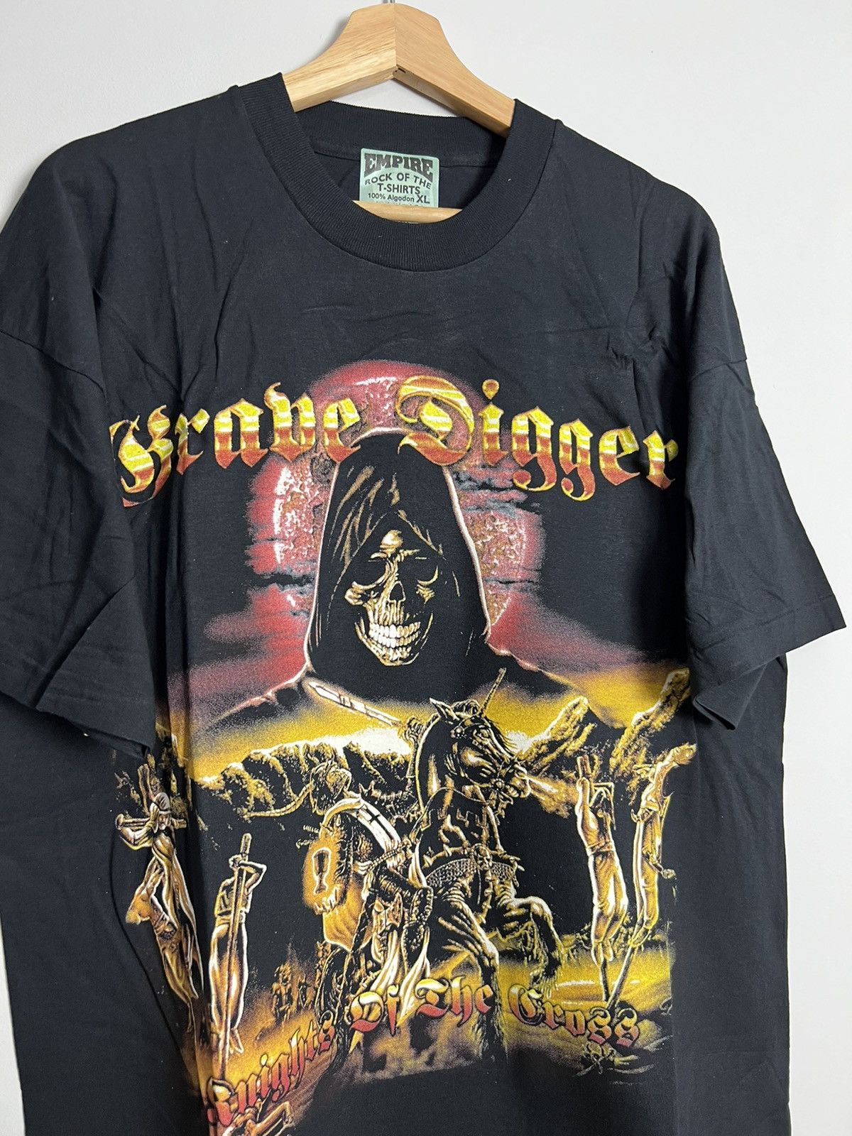 Band Tees Rare Vintage 90s Grave Digger Metal rock Band Tshirt Size US XL / EU 56 / 4 - 3 Thumbnail