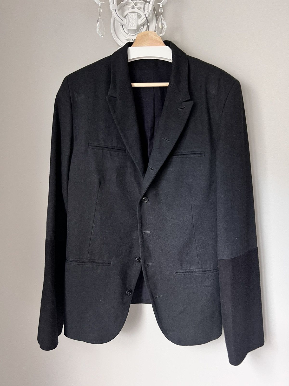 Pre-owned Ann Demeulemeester Fw13 Cutaway Blazer In Black