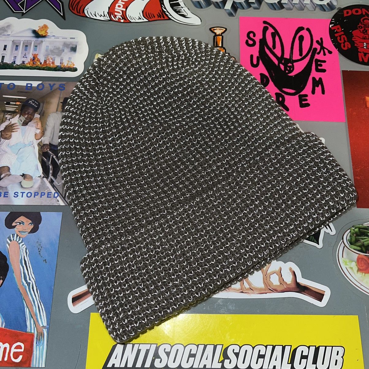 Fuck The Population FTP Reflective Knit Logo Beanie Olive Brand New Size ONE SIZE - 4 Thumbnail