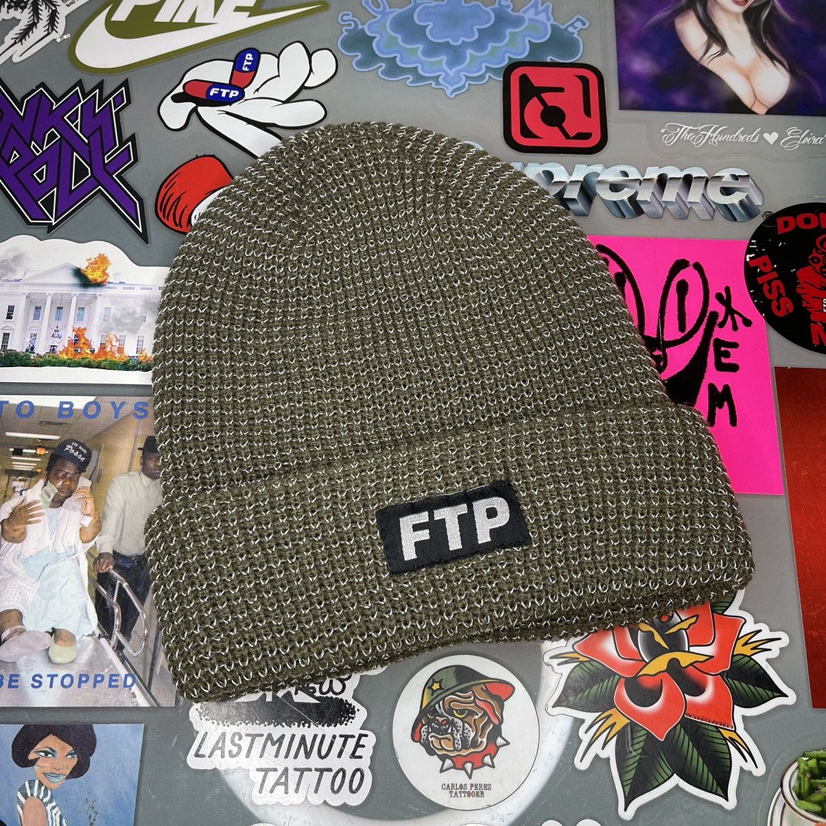 Fuck The Population FTP Reflective Knit Logo Beanie Olive Brand New Size ONE SIZE - 1 Thumbnail