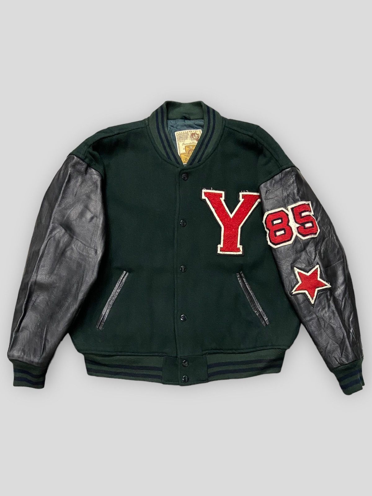 80S Made In The Usa Butwin All Leather Stadium Jacket