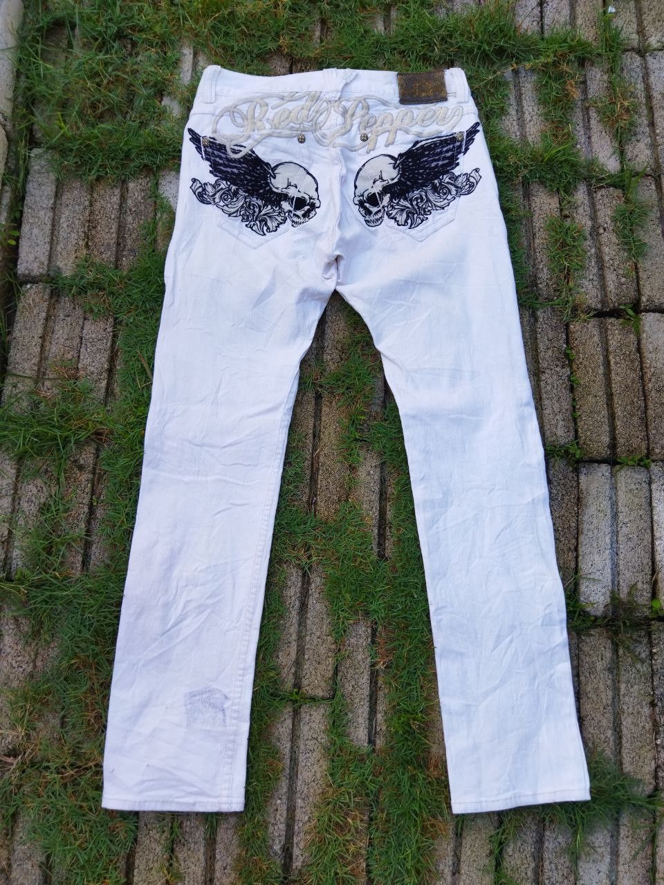 image of Archival Clothing x Skulls Vintage Red Pepper Skulls Jeans in White, Men's (Size 30)