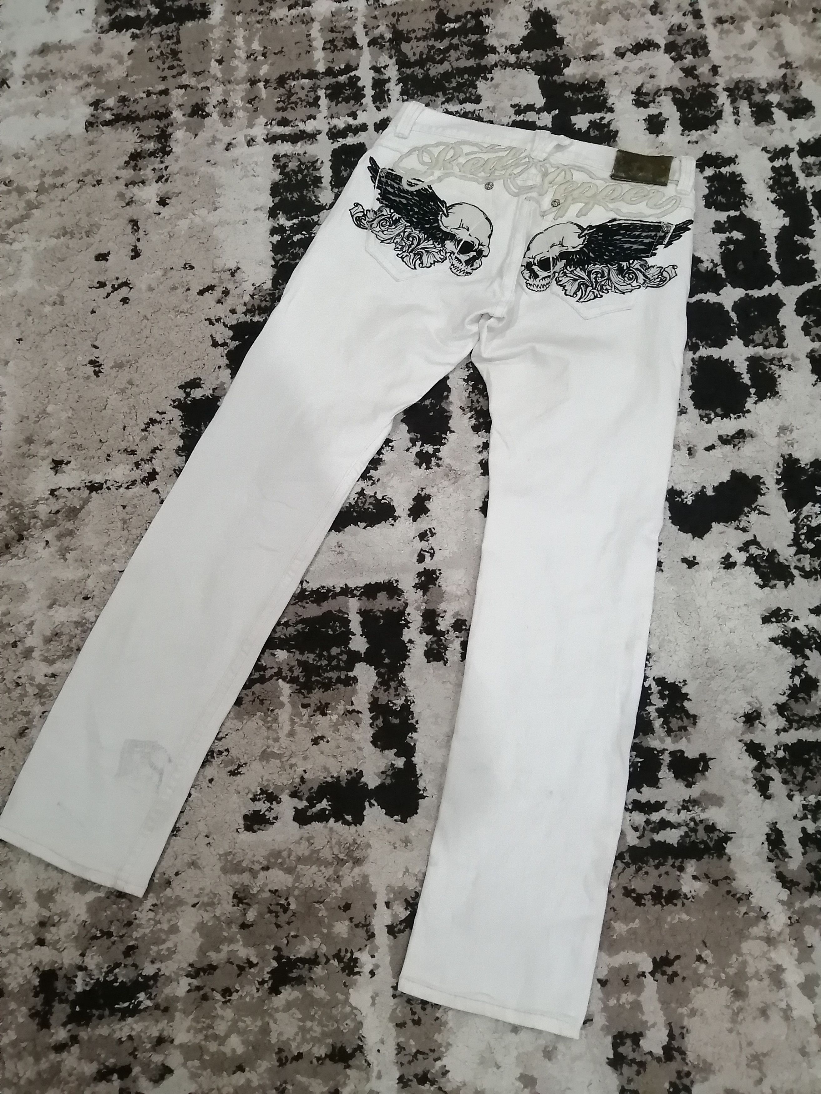 Japanese Brand Vintage Red Pepper Skulls Jeans - Size 30 Size US 30 / EU 46 - 19 Thumbnail