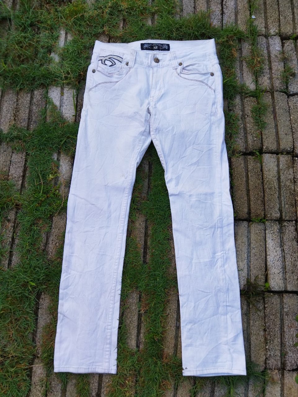 Japanese Brand Vintage Red Pepper Skulls Jeans - Size 30 Size US 30 / EU 46 - 9 Thumbnail
