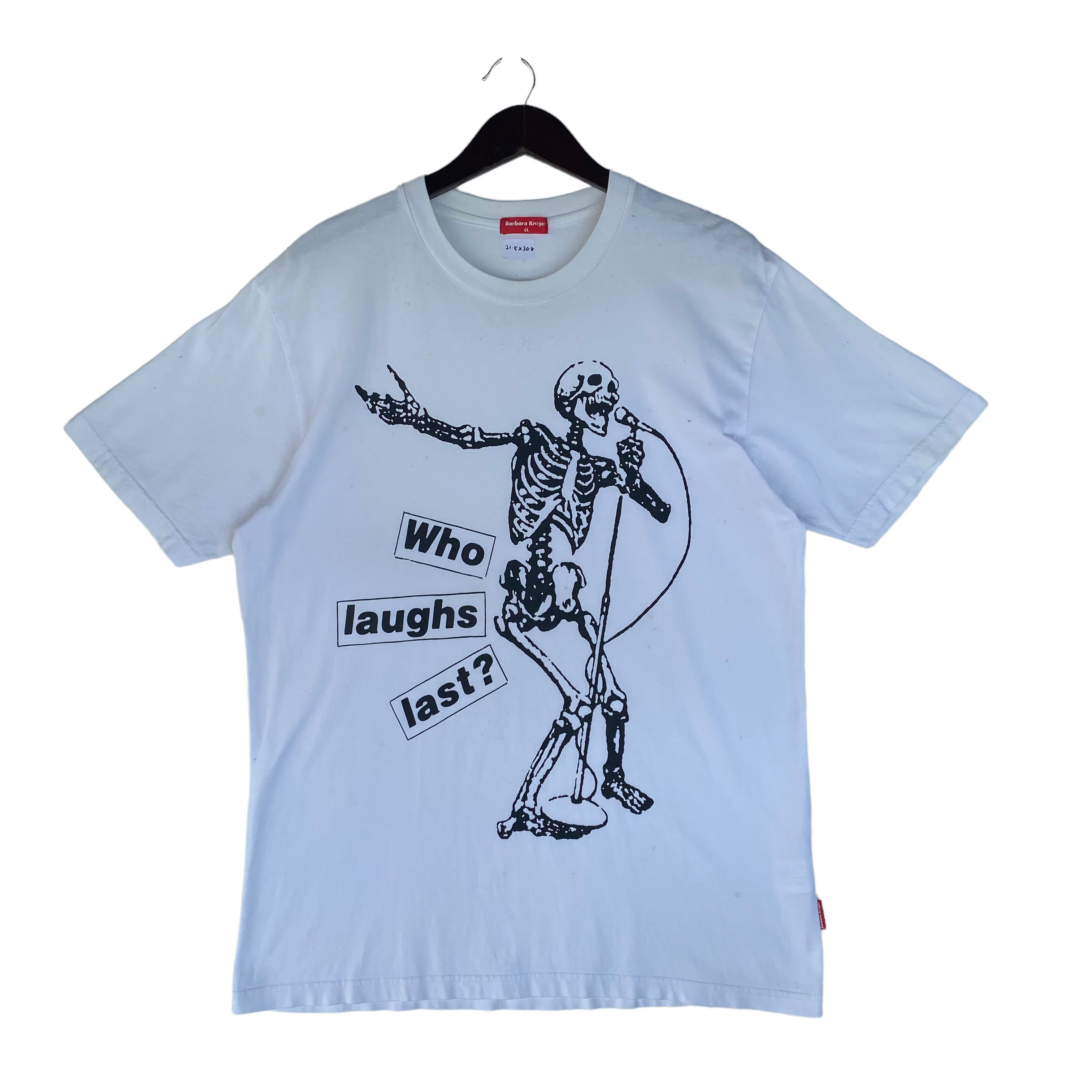 Barbara Kruger 💥BARBARA KRUGER who laughs last RATM white tee t-shirt Size US XL / EU 56 / 4 - 1 Thumbnail