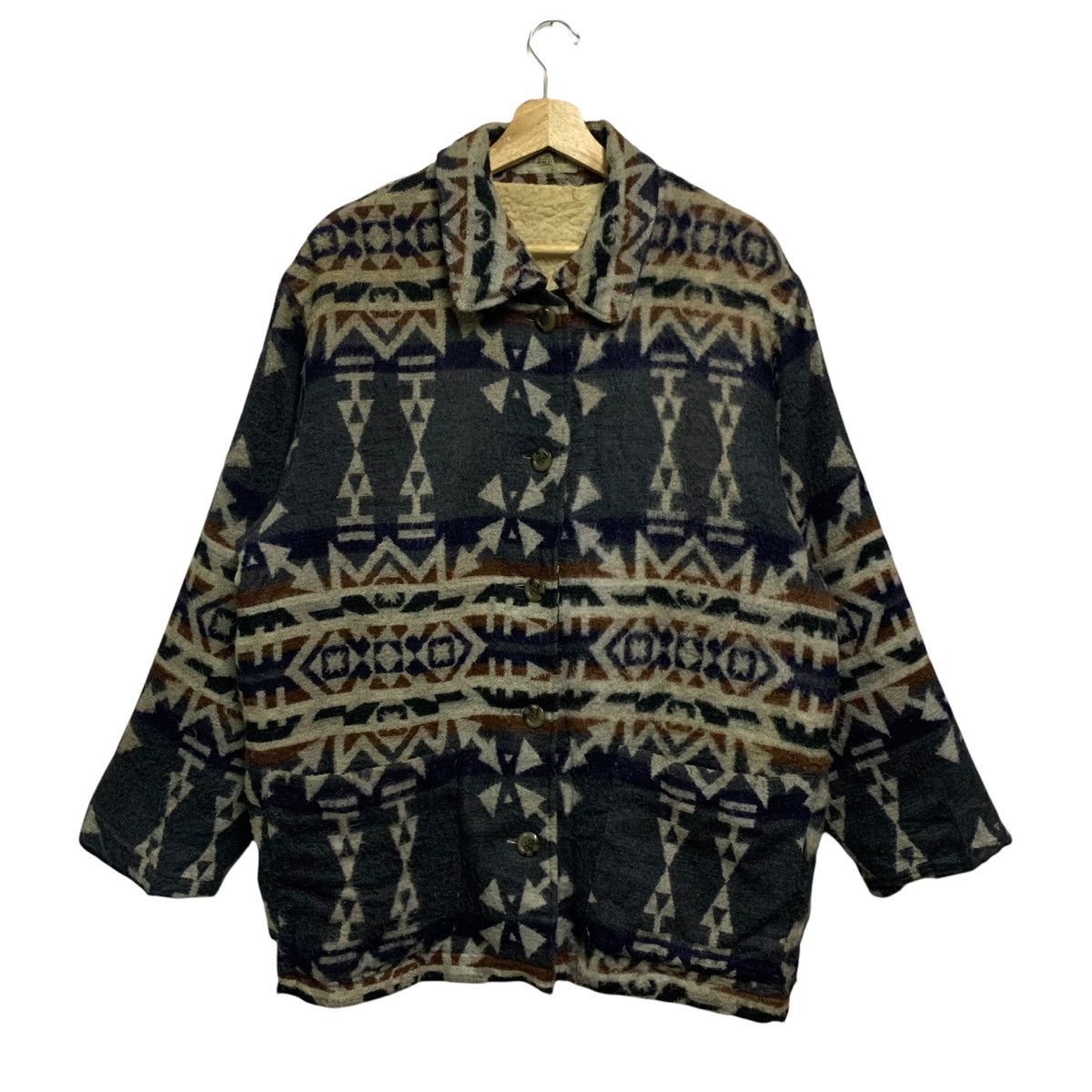 Japanese Brand 💥Navajo Native Aztec Wool Button Jacket Size US M / EU 48-50 / 2 - 1 Thumbnail