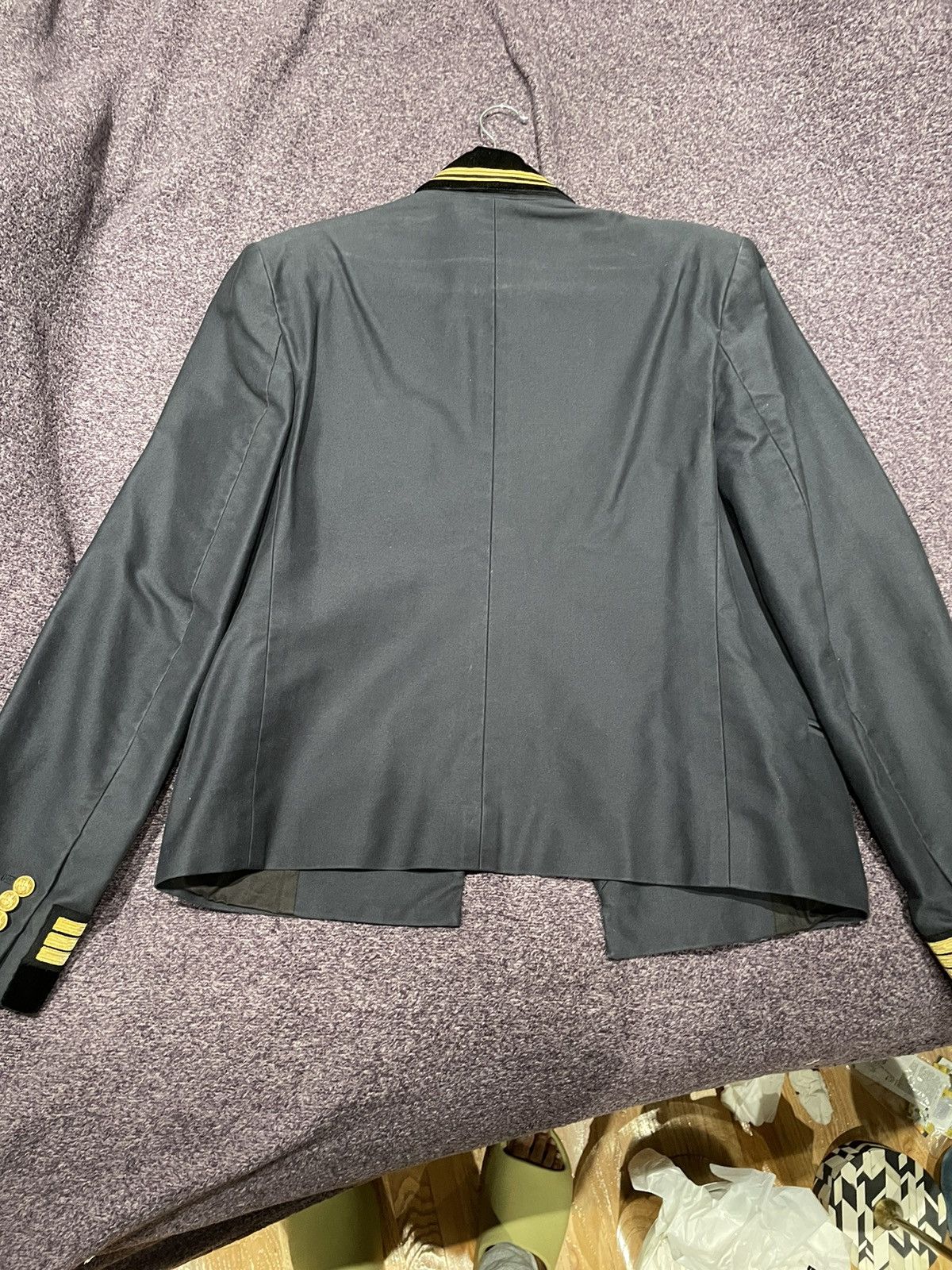 Balmain Balmain Navy Cotton Velvet Military Shawl (Size 52) Size 52R - 11 Thumbnail