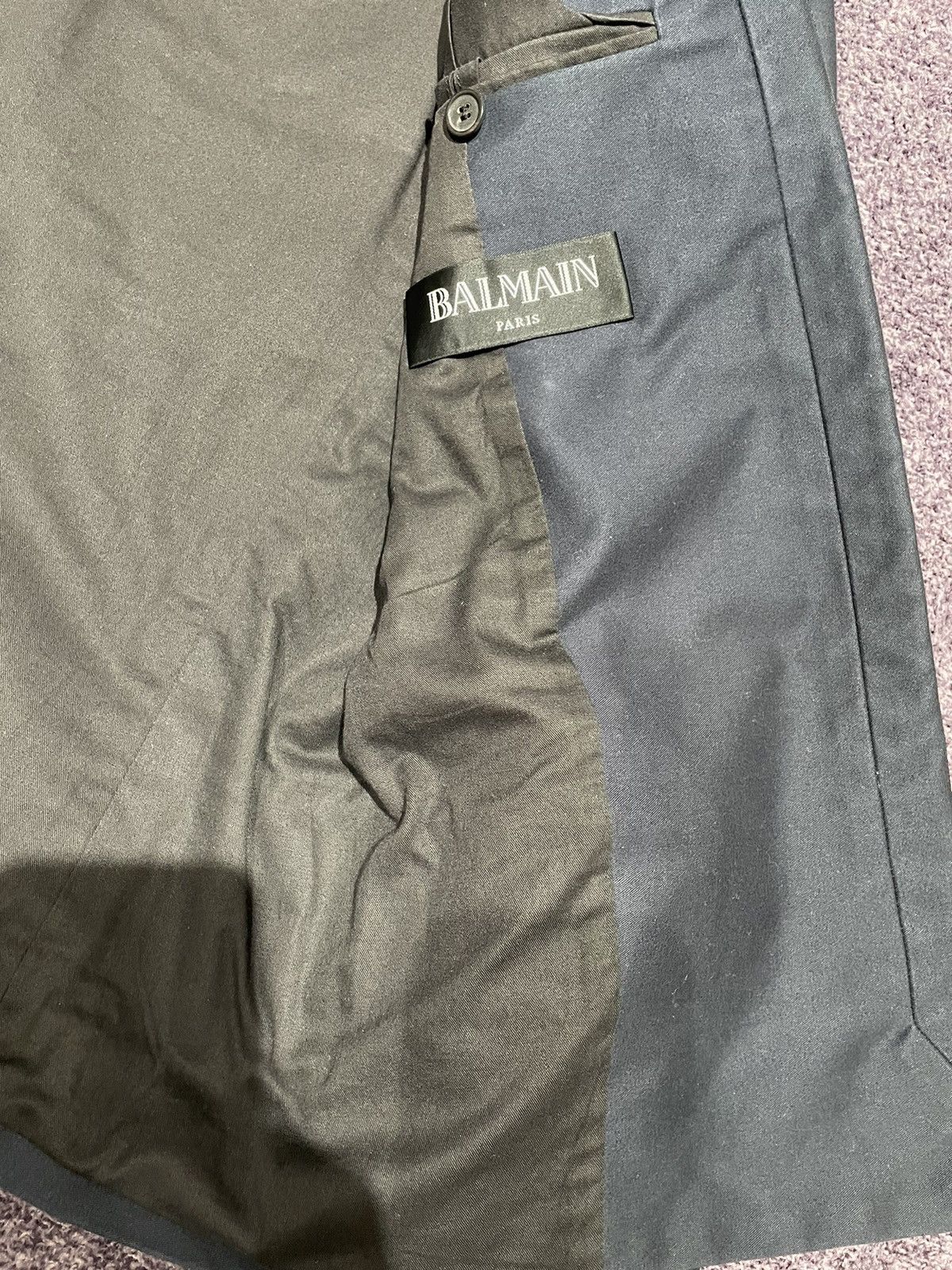 Balmain Balmain Navy Cotton Velvet Military Shawl (Size 52) Size 52R - 2 Thumbnail