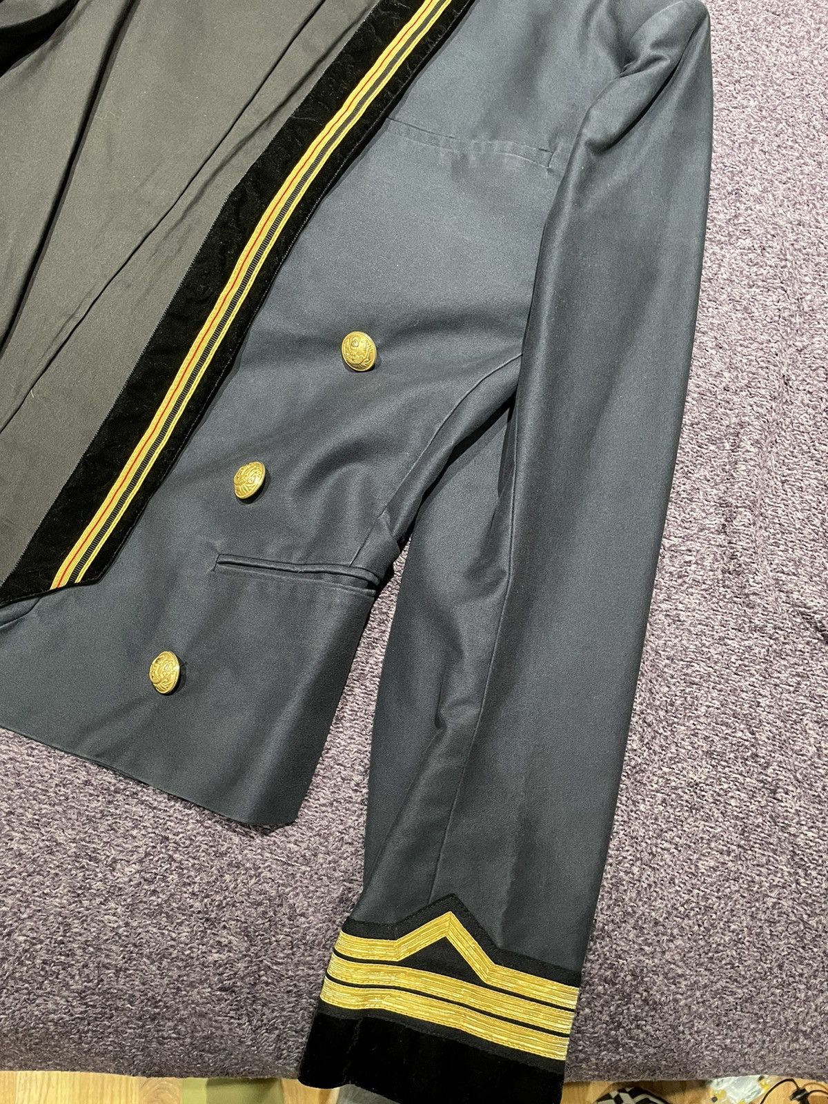 Balmain Balmain Navy Cotton Velvet Military Shawl (Size 52) Size 52R - 8 Thumbnail