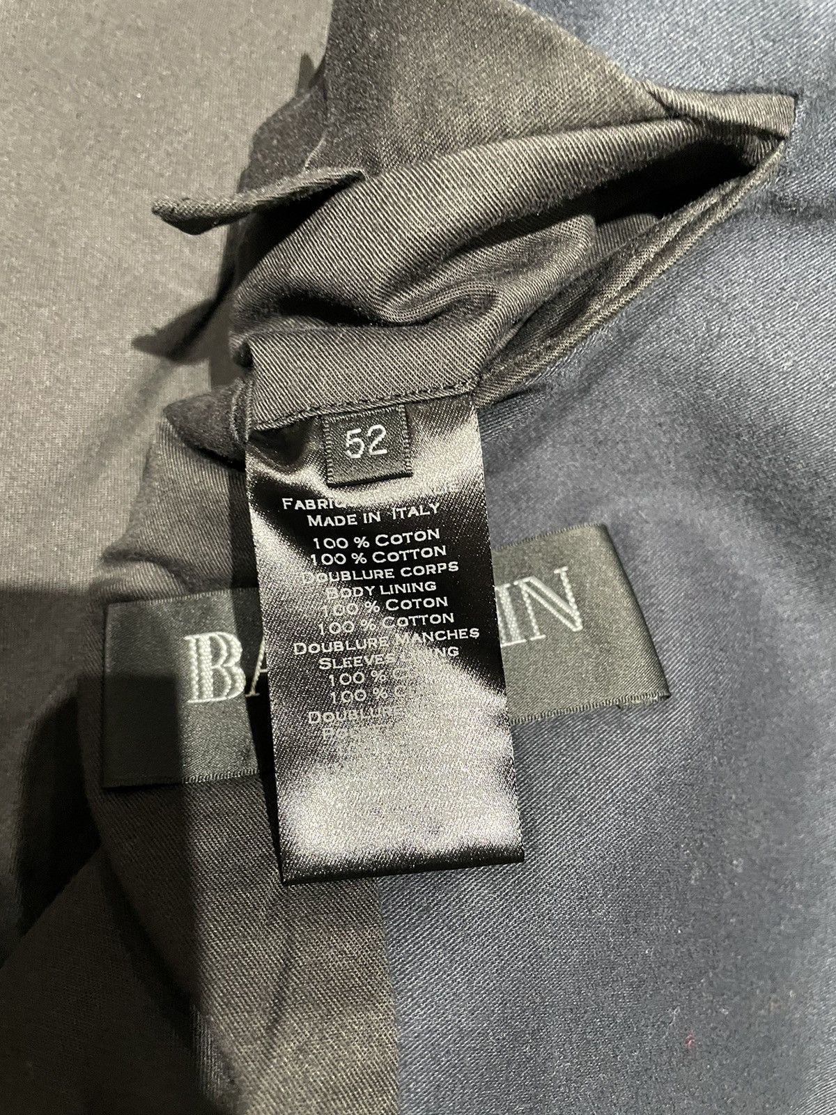 Balmain Balmain Navy Cotton Velvet Military Shawl (Size 52) Size 52R - 4 Thumbnail