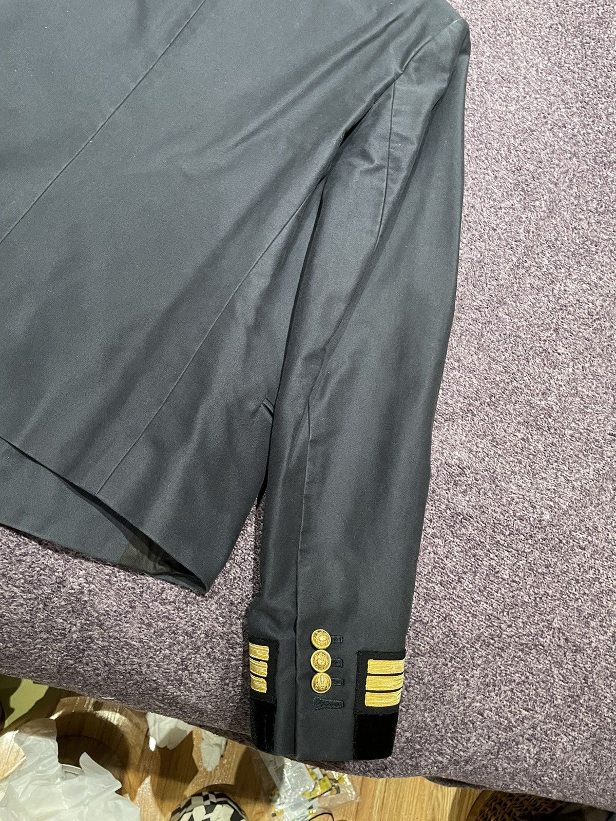 Balmain Balmain Navy Cotton Velvet Military Shawl (Size 52) Size 52R - 10 Thumbnail