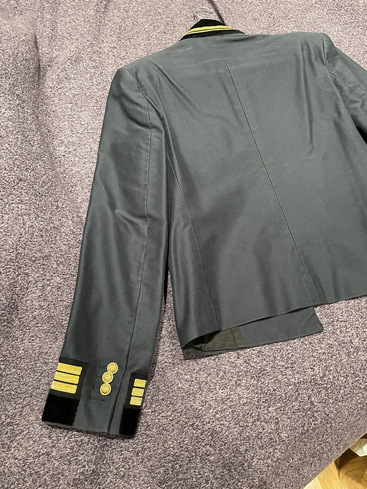 Balmain Balmain Navy Cotton Velvet Military Shawl (Size 52) Size 52R - 9 Thumbnail