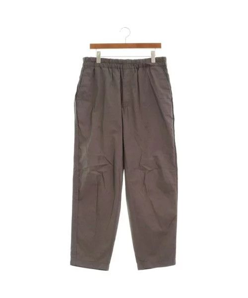 Cropped Pants Beige Plain Cotton Drawcord