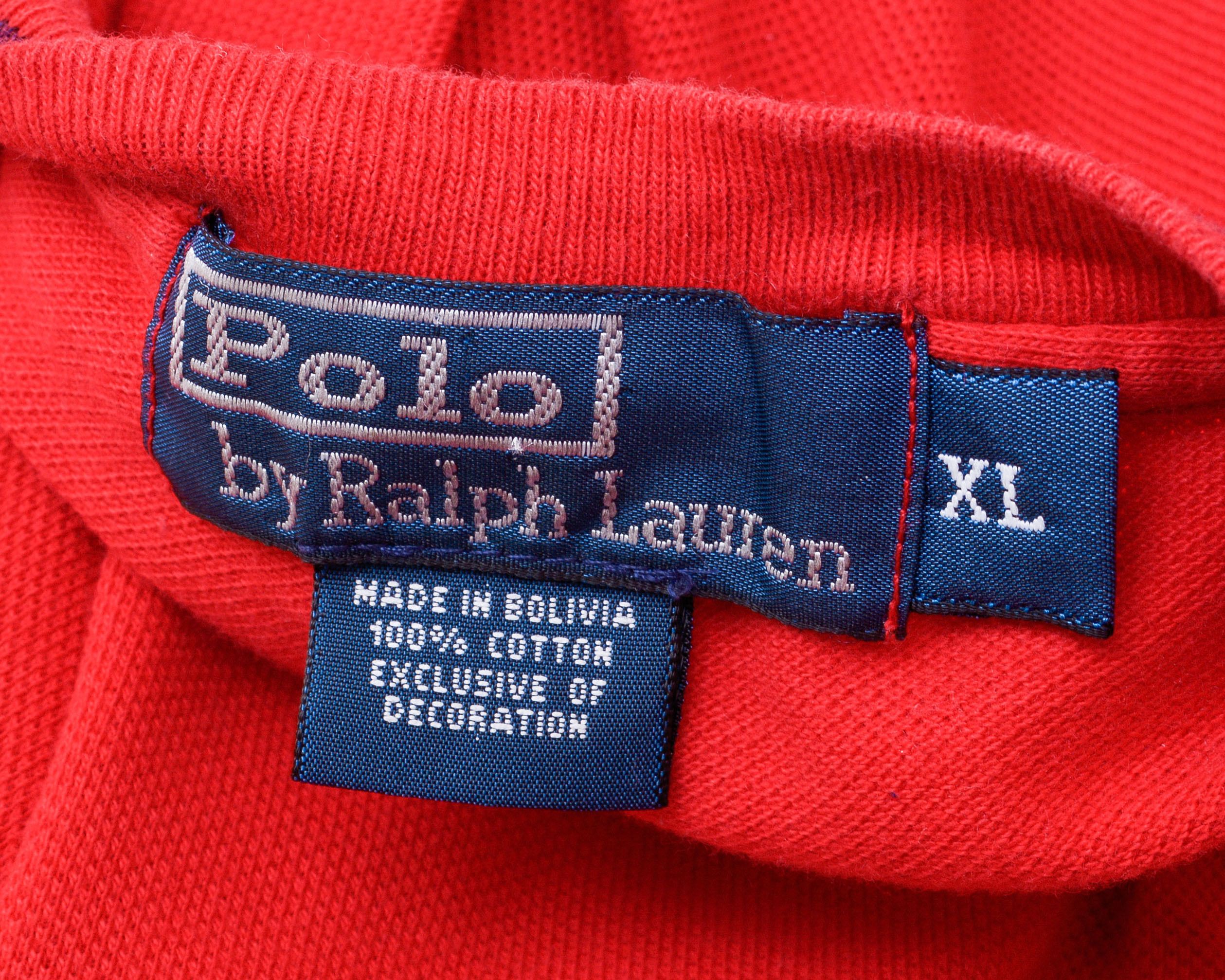 Polo Ralph Lauren Vintage Shirt Short Sleeved Tee Top T-shirt Red Retro V Neck Size US XL / EU 56 / 4 - 7 Thumbnail
