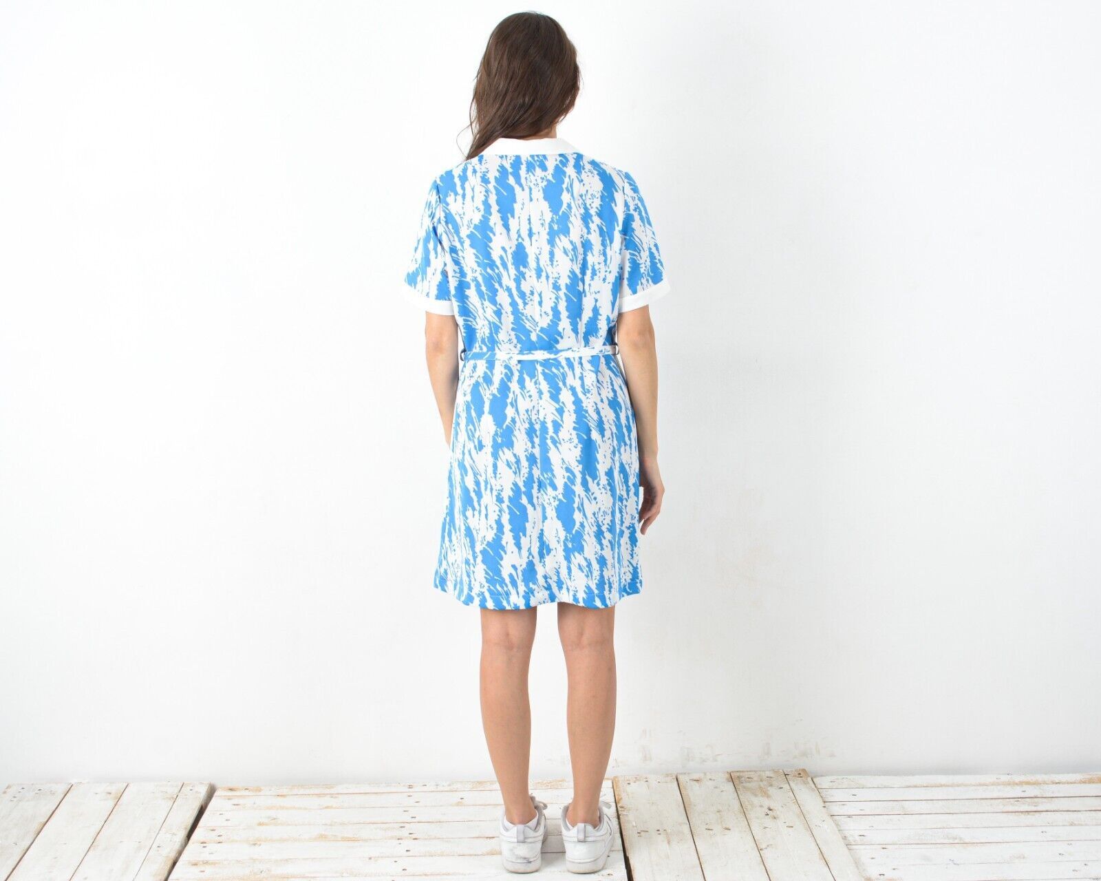 Other × Vintage Women's L 90's Tight Dress Summer Button Up Sailor Belted Size L / US 10 / IT 46 - 3 Thumbnail
