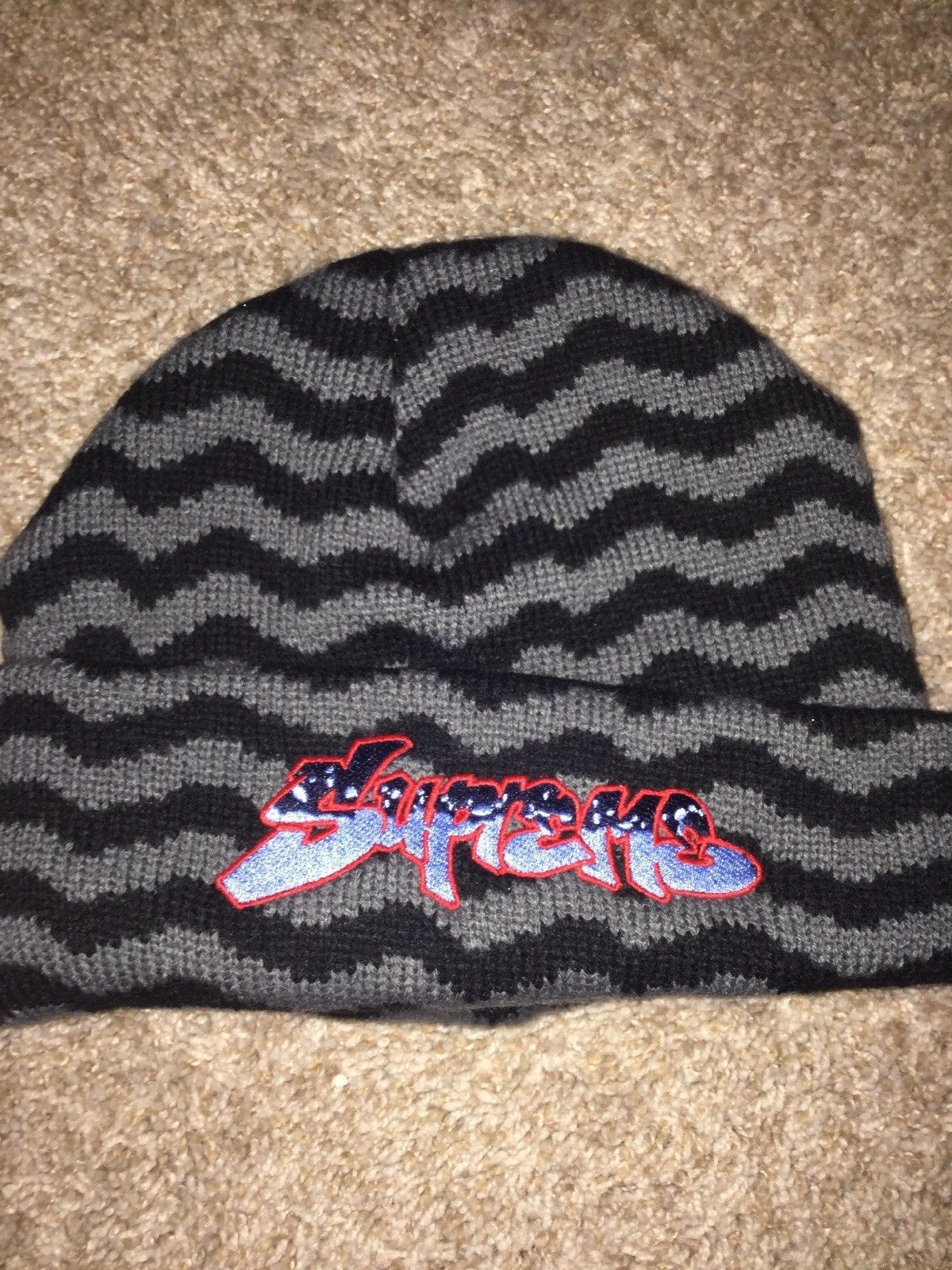 Supreme Supreme Zig Zag Stripe Beanie Red Grailed