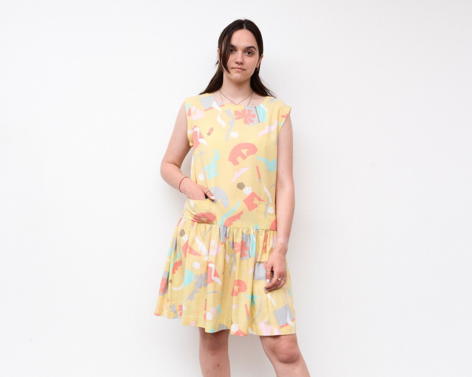Other × Vintage Women's 90's XL Abstract Print Dress Dress Multi Sleeveless Size XL / US 12-14 / IT 48-50 - 1 Thumbnail