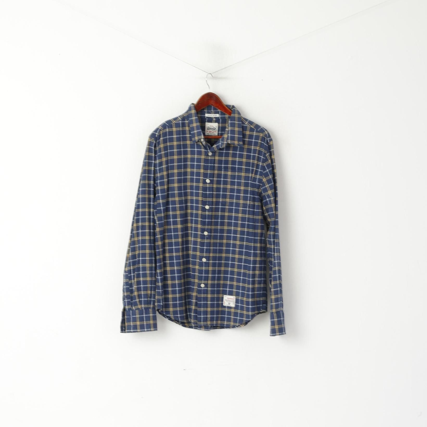 Superdry Superdry Men XXL (XL) Casual Shirt Navy Check Top 6301 Size US XXL / EU 58 / 5 - 2 Thumbnail