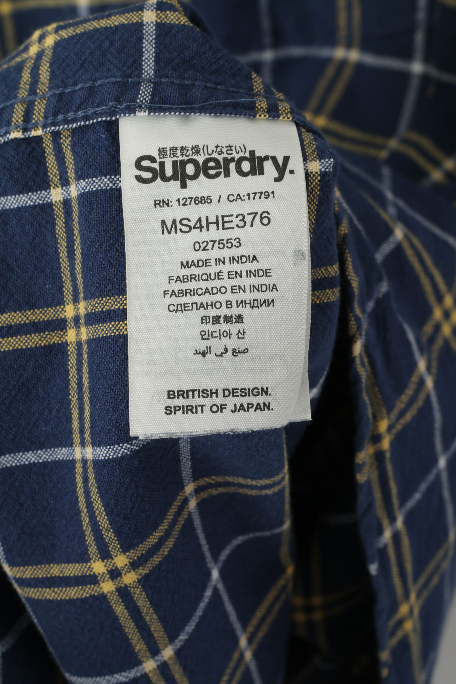 Superdry Superdry Men XXL (XL) Casual Shirt Navy Check Top 6301 Size US XXL / EU 58 / 5 - 7 Thumbnail