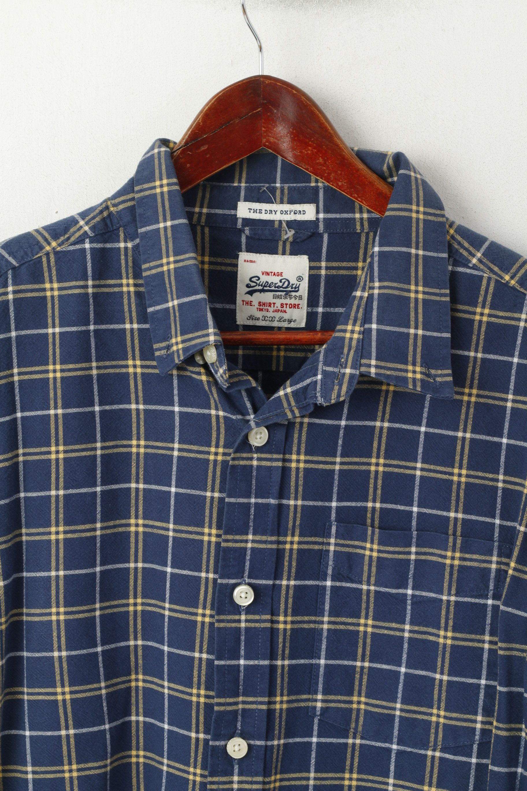 Superdry Superdry Men XXL (XL) Casual Shirt Navy Check Top 6301 Size US XXL / EU 58 / 5 - 3 Thumbnail