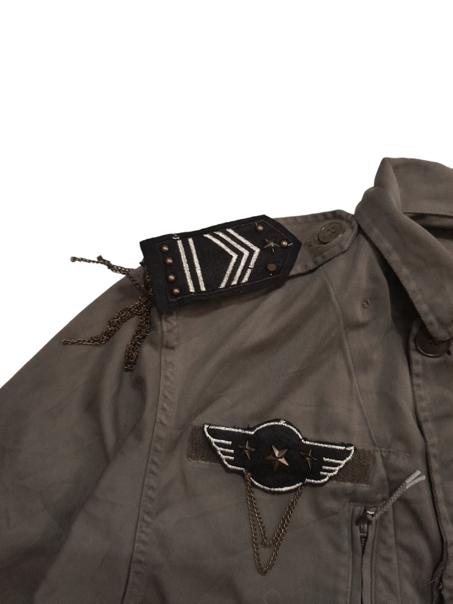 Vintage 80s Military Punk Flag Jacket (E549) Size US S / EU 44-46 / 1 - 3 Thumbnail