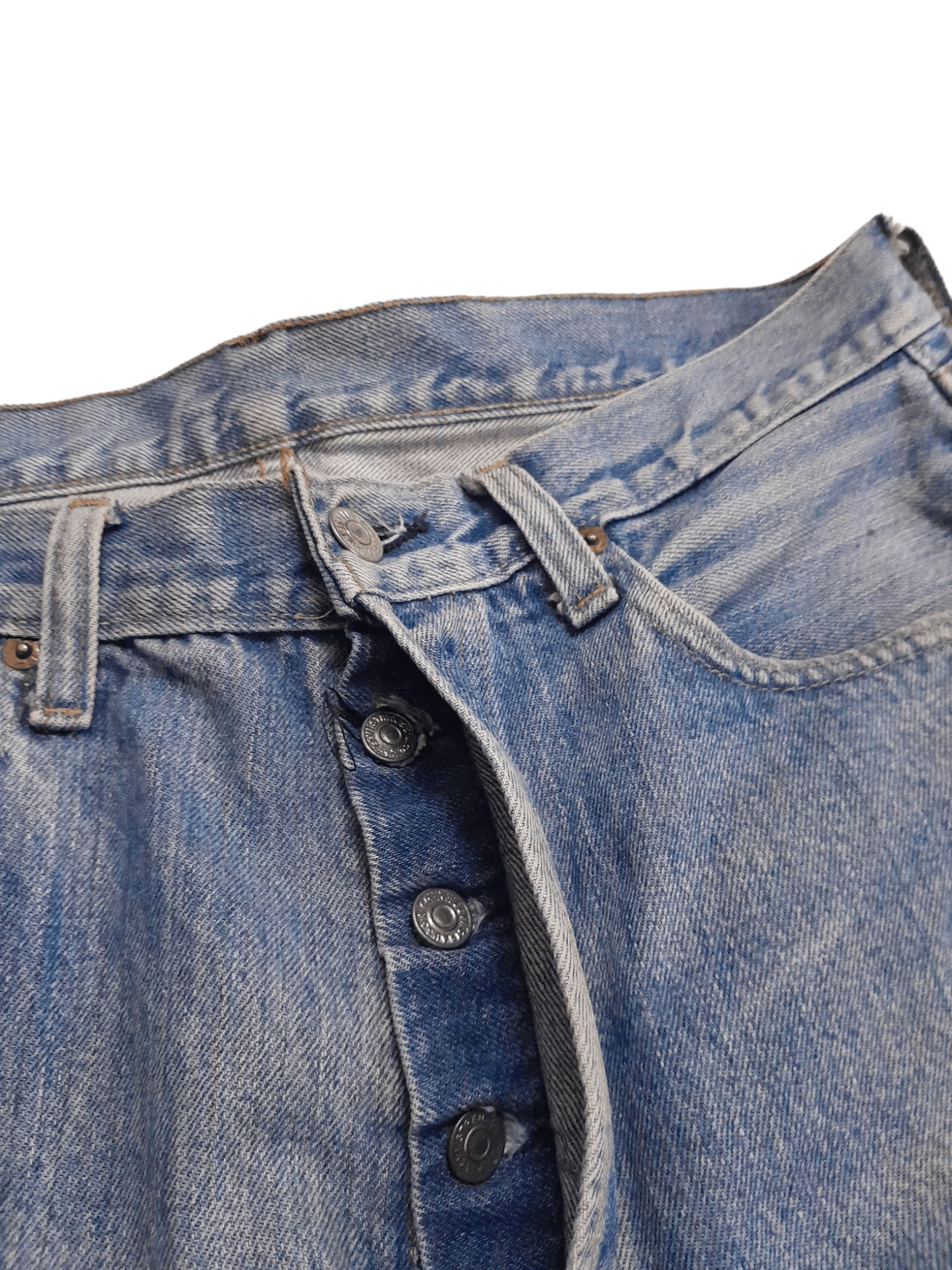 Vintage Vtg Levis 501 USA Selvedge stamped 'F' Button Denim (E551) Size US 32 / EU 48 - 6 Thumbnail