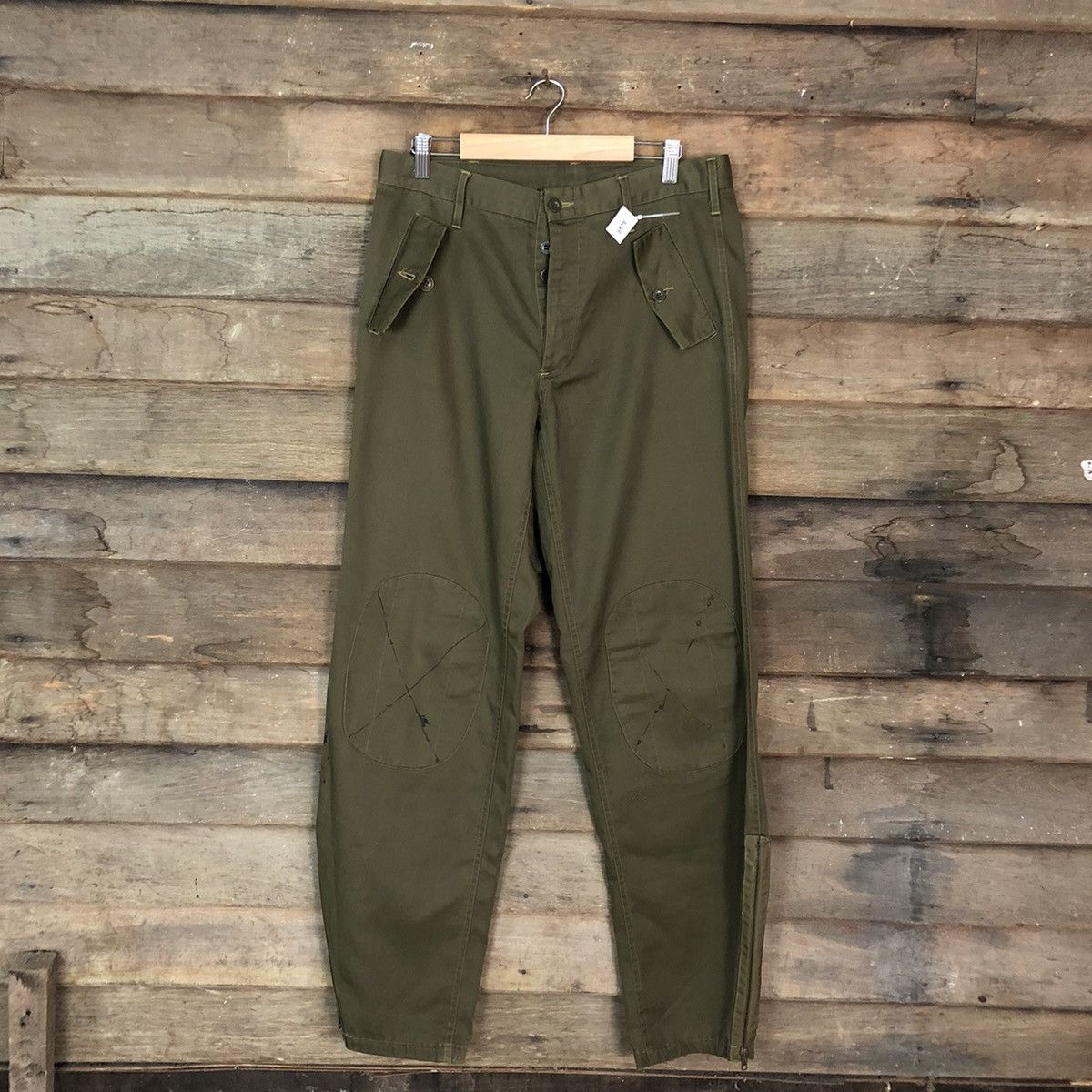 Japanese Brand CASUAL PANTS DOUBLE KNEE VINTAGE GREEN PAINTED STYLE #A085 Size US 31 - 1 Thumbnail