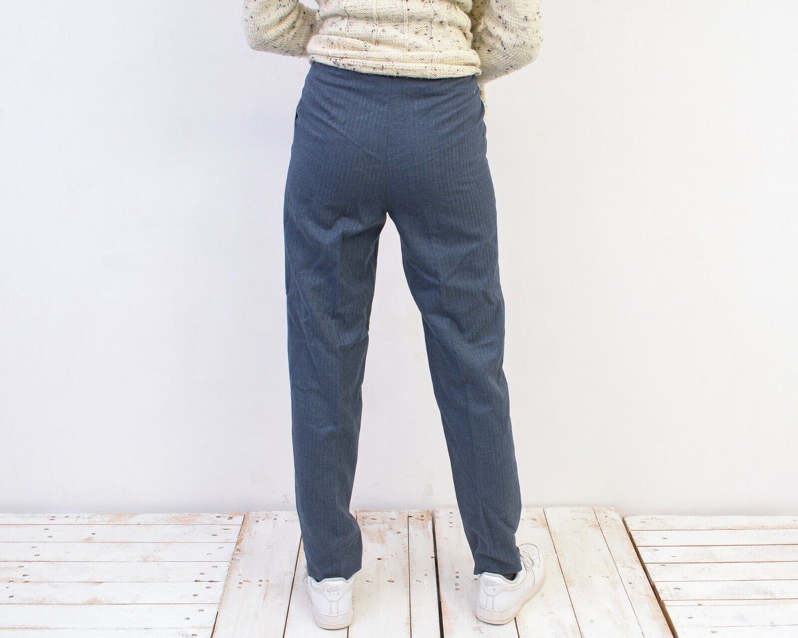 Other × Vintage Women's Wool Pants Trousers Striped Tailored High Wasted Size 24" / US 00 / IT 34 - 4 Thumbnail