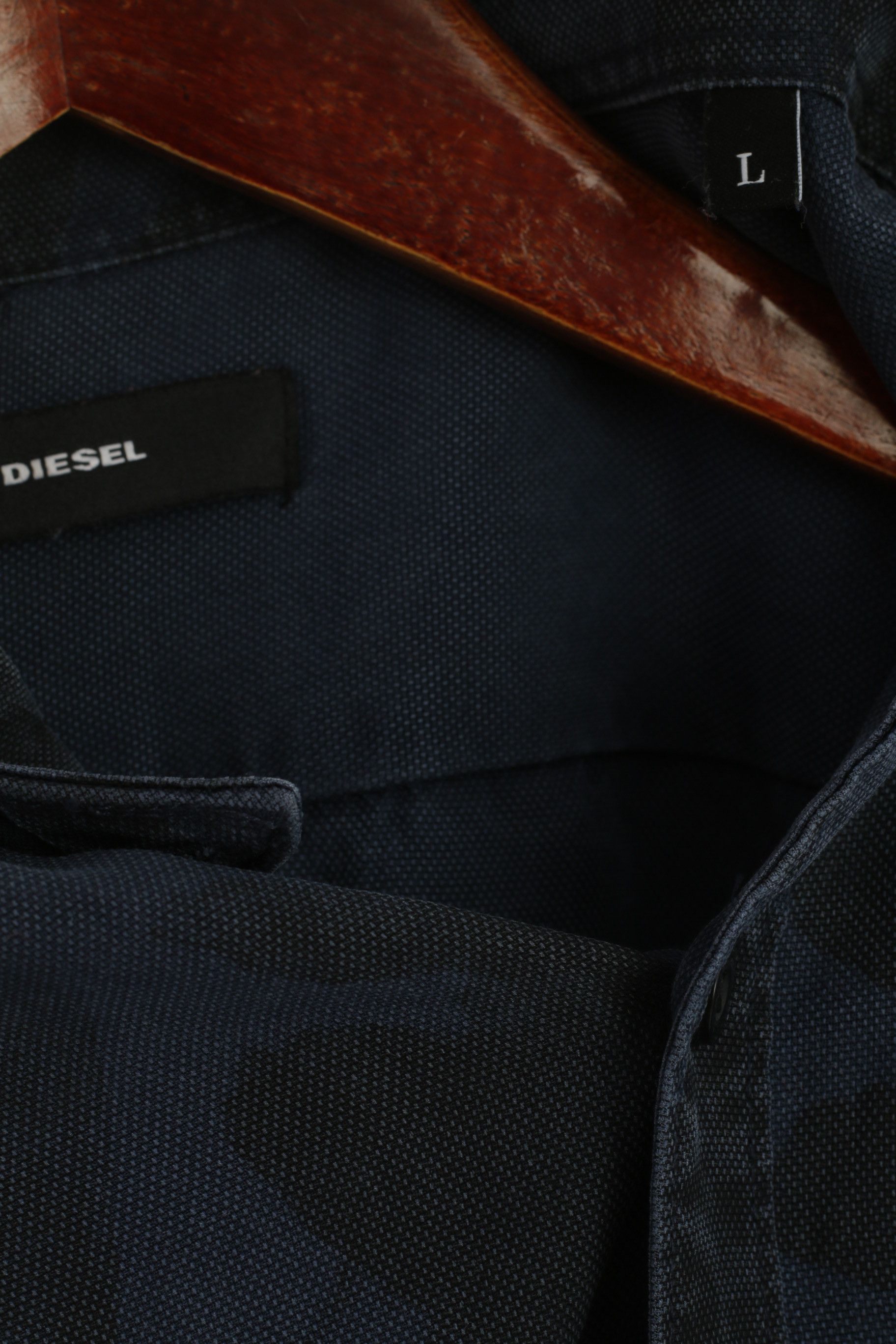 Diesel Diesel Men L (M) Casual Shirt Navy Printed Lyocell 0484 Size US L / EU 52-54 / 3 - 8 Thumbnail