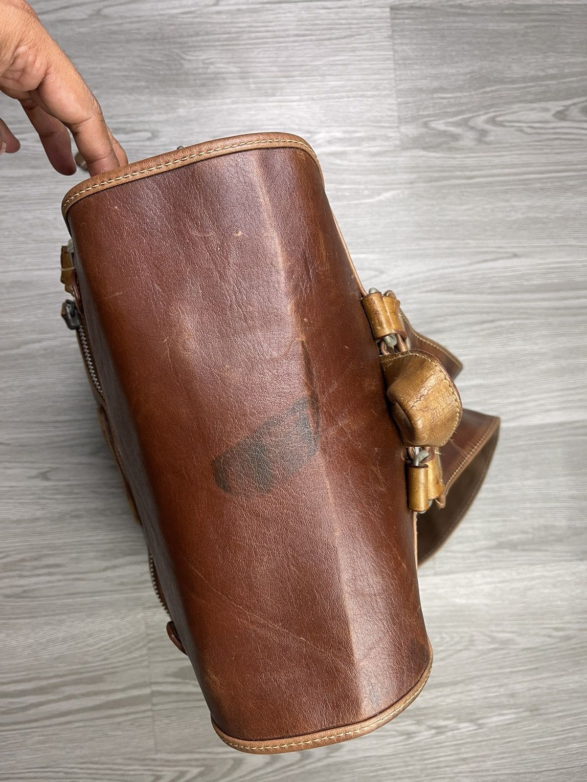 Vintage 90s moustache japan full leather box bagpack Size ONE SIZE - 9 Thumbnail