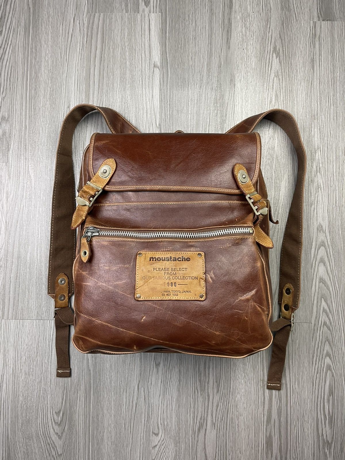 Vintage 90s moustache japan full leather box bagpack Size ONE SIZE - 6 Thumbnail