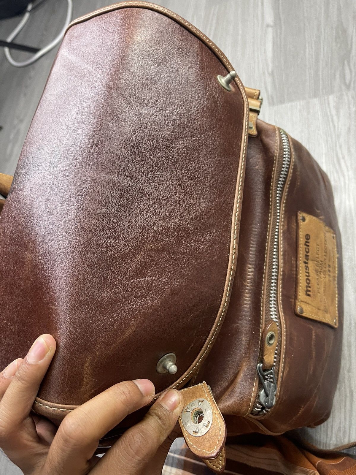 Vintage 90s moustache japan full leather box bagpack Size ONE SIZE - 17 Thumbnail
