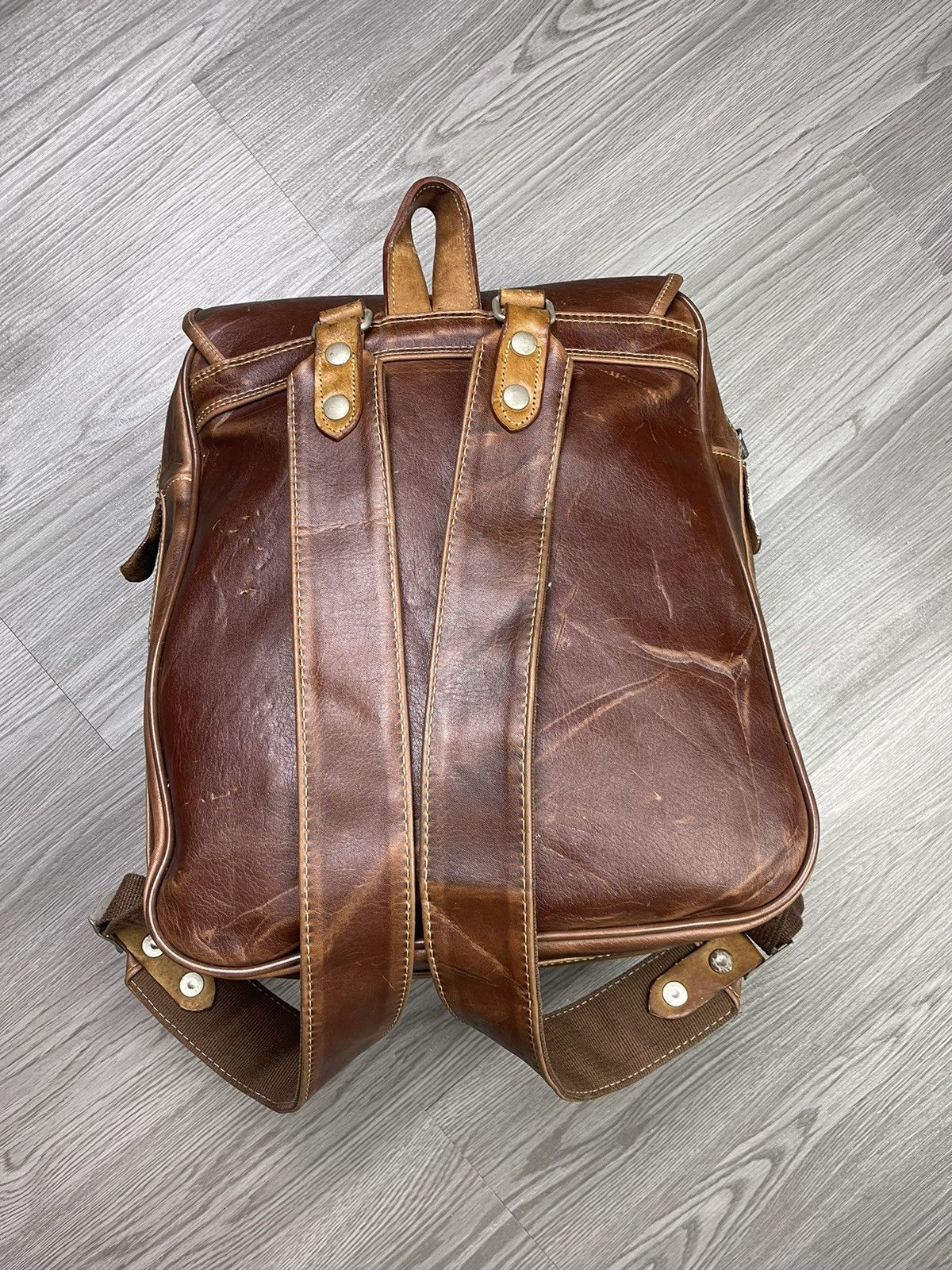 Vintage 90s moustache japan full leather box bagpack Size ONE SIZE - 10 Thumbnail