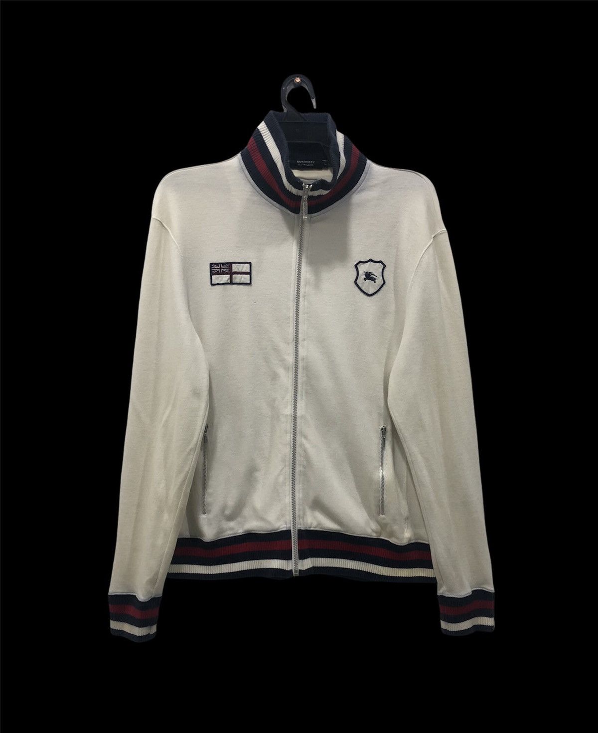 Burberry Black Label Jacket White with Navy&Burgundy Accents