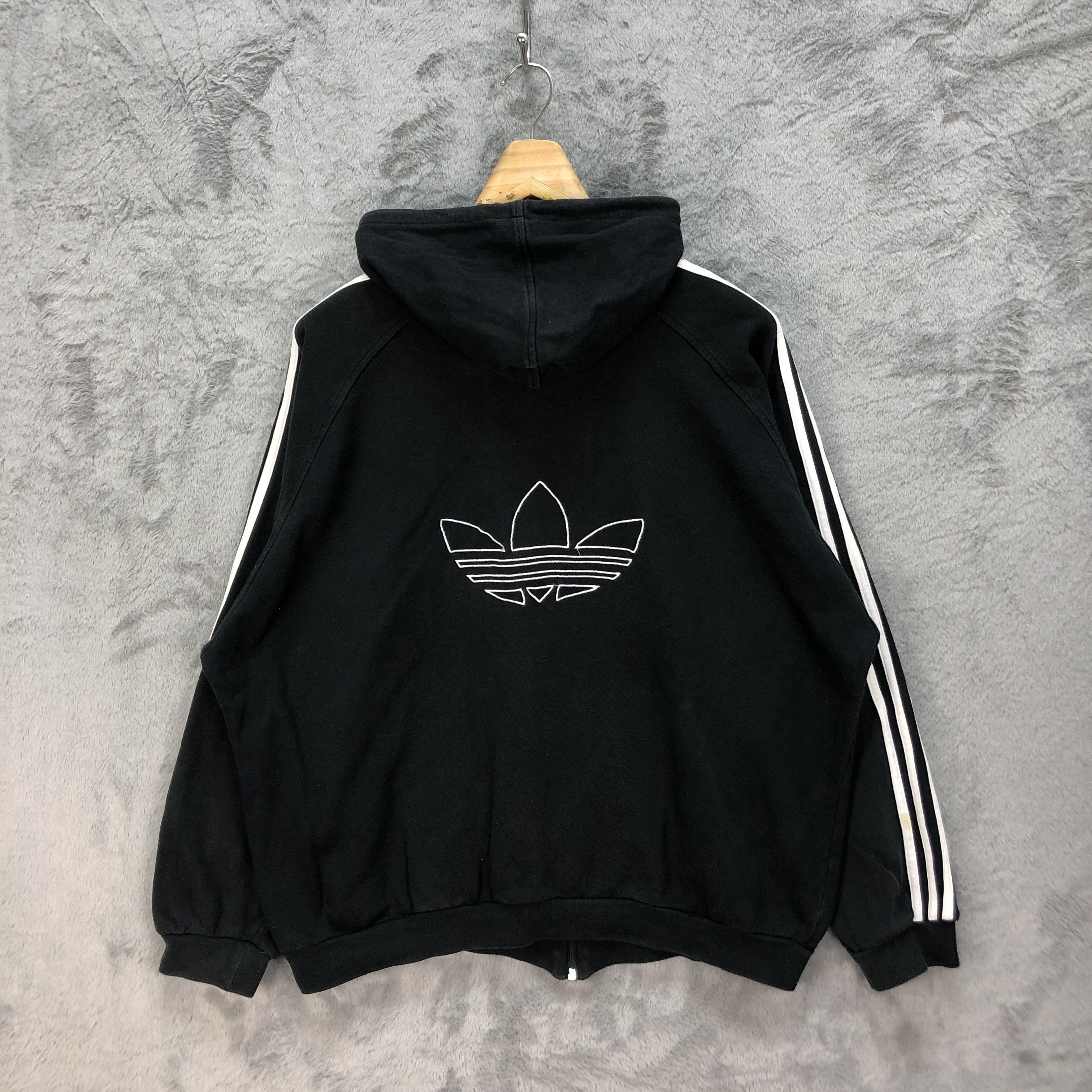 Vintage Adidas Trefoil Back Big Logo Zipper Hoodie #5336-184