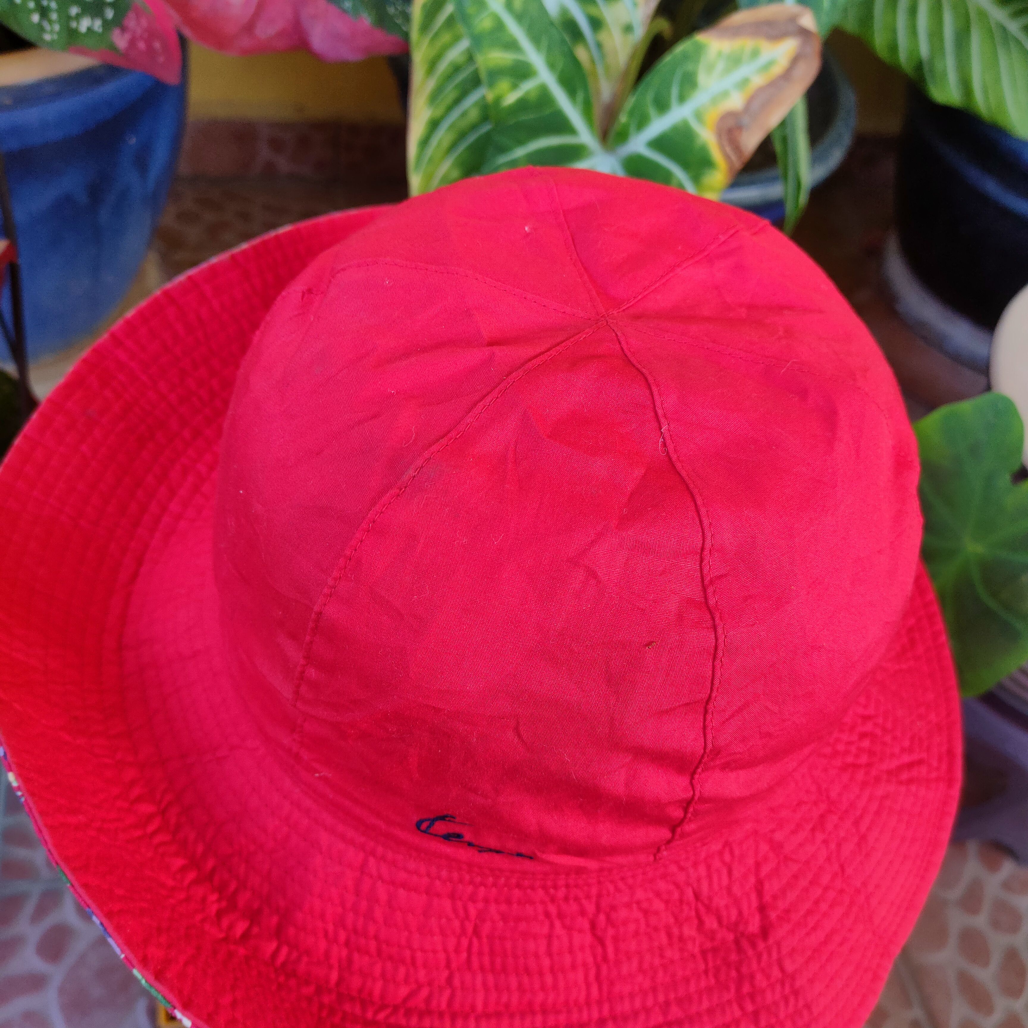 Japanese Brand KENZO Reversible Plain & Floral Embroidery Spellout Hat Size ONE SIZE - 4 Thumbnail