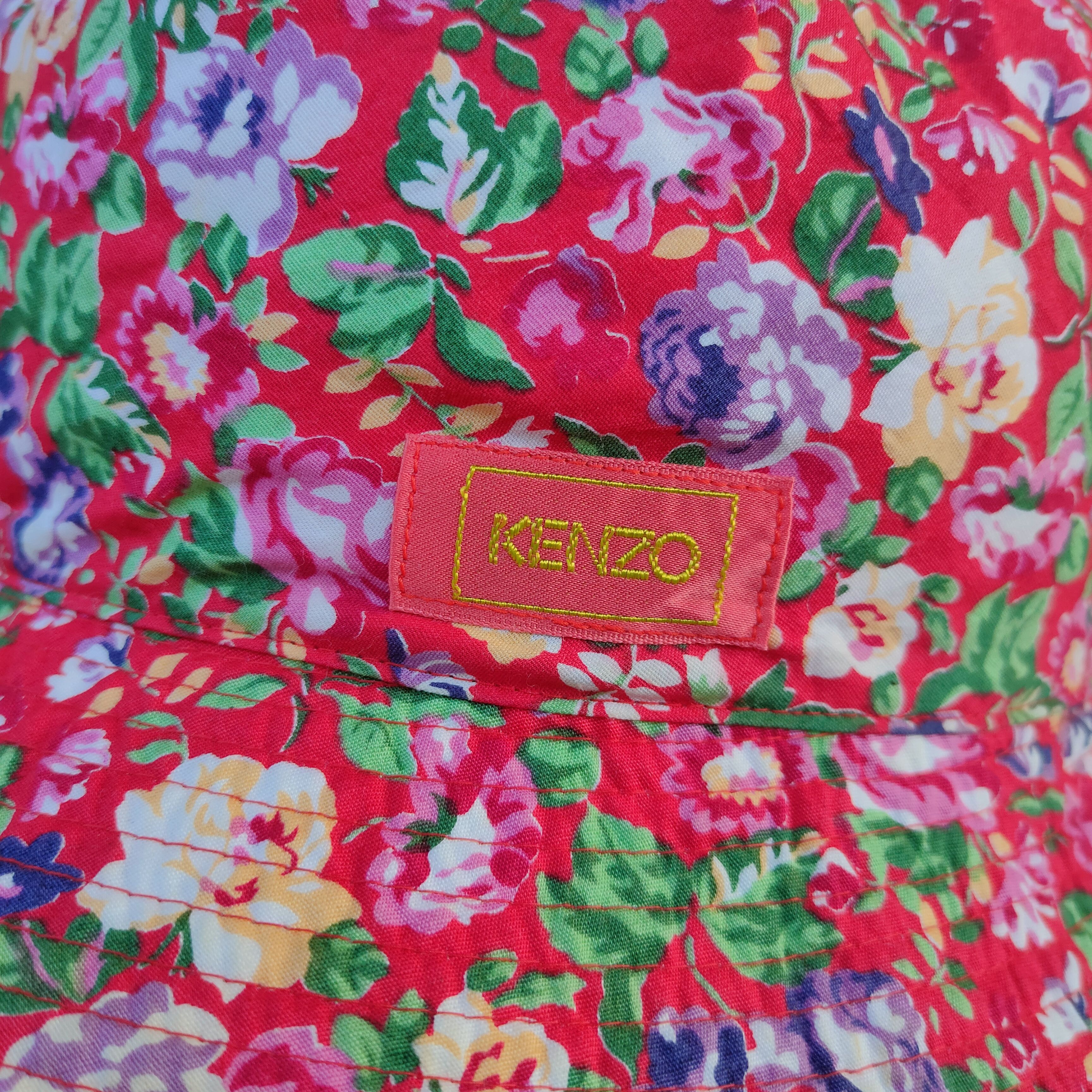 Japanese Brand KENZO Reversible Plain & Floral Embroidery Spellout Hat Size ONE SIZE - 6 Thumbnail