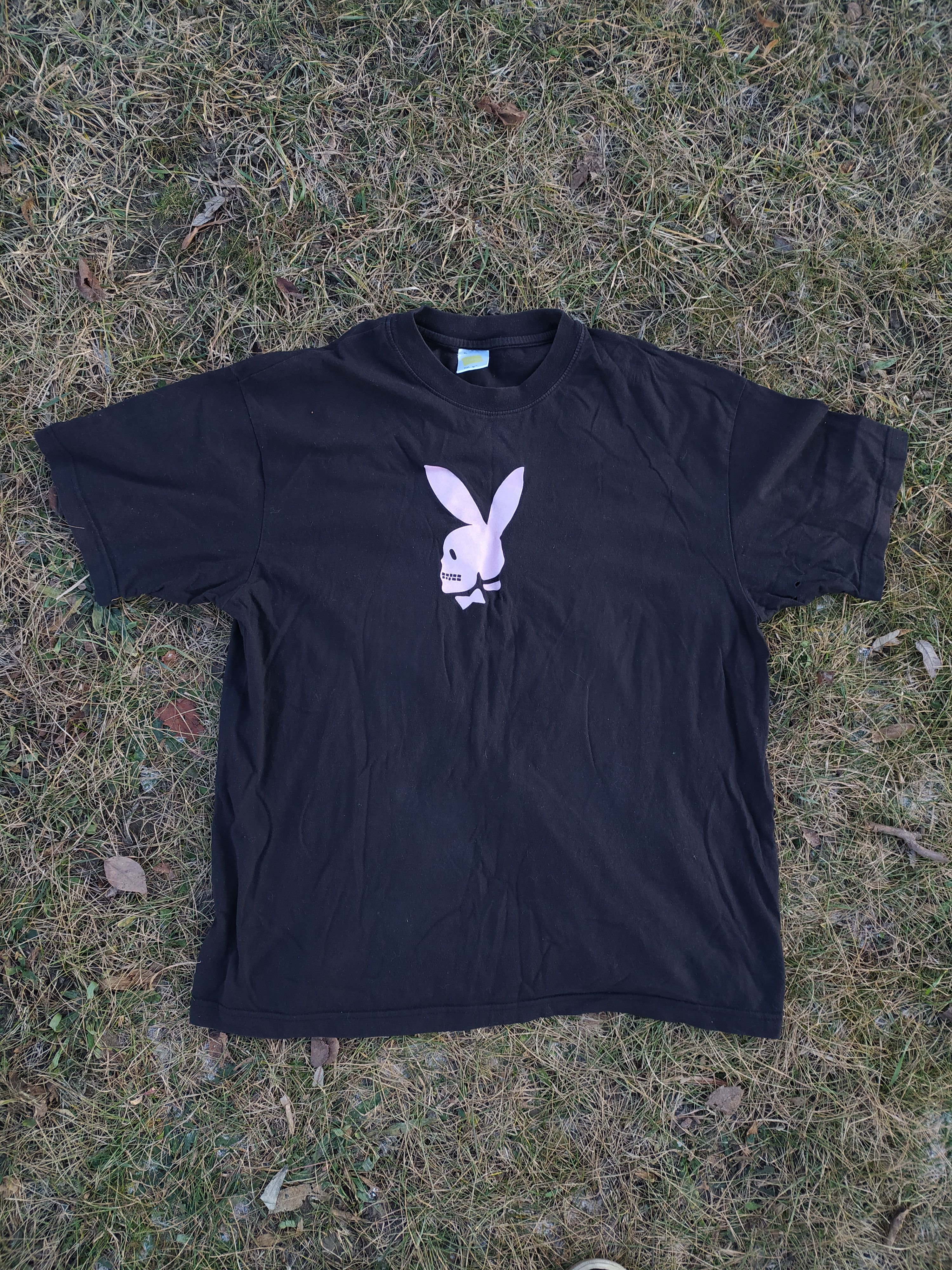 Playboy × Vintage Vintage 90s Hanes Playboy Skeleton Rabbit Tee Size US XL / EU 56 / 4 - 1 Thumbnail