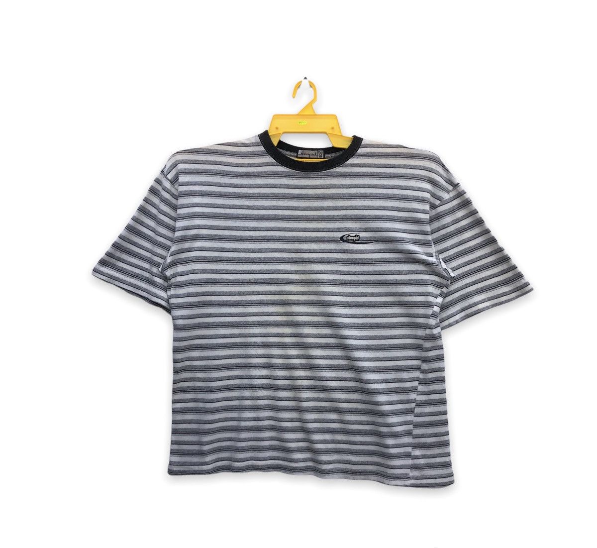image of Skategang x Vintage Stoopid Skateboard Stripe Tee in Grey, Men's (Size 2XL)