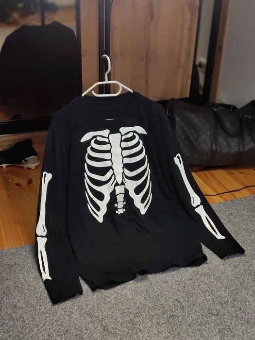 Japanese Brand Vintage 90's Skeleton Print Long Sleeve Black Sweatshirt Size US M / EU 48-50 / 2 - 10 Thumbnail