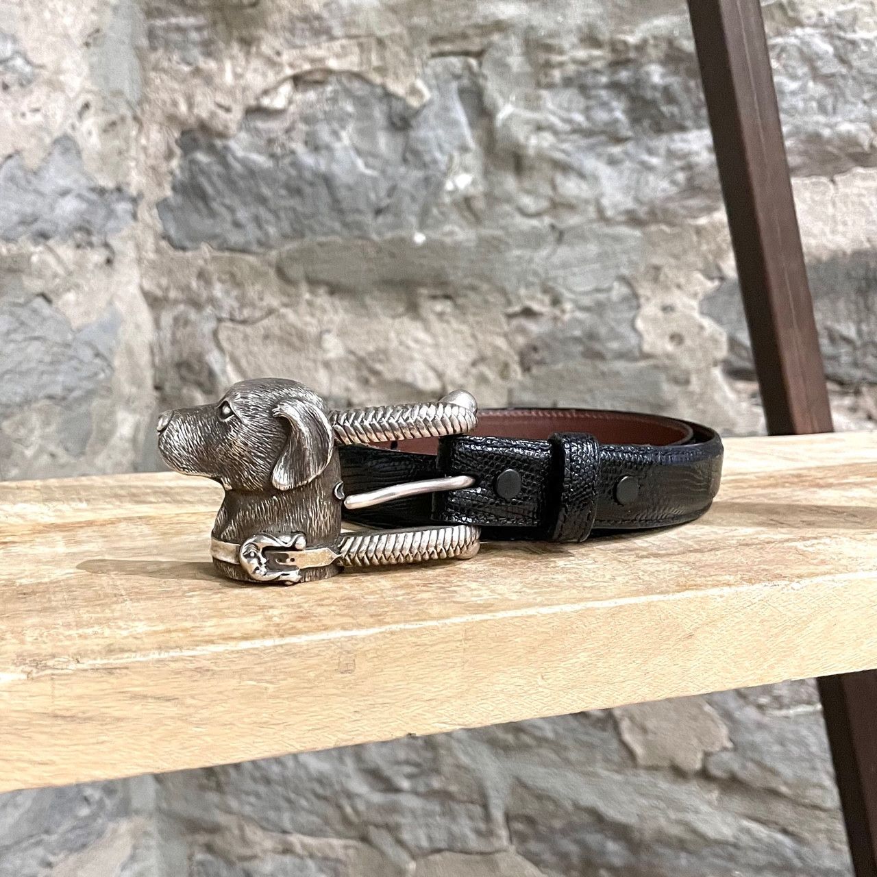 Kieselstein-Cord Barry Kieselstein-Cord Black Lizard Dog Buckle Belt Size ONE SIZE - 1 Thumbnail