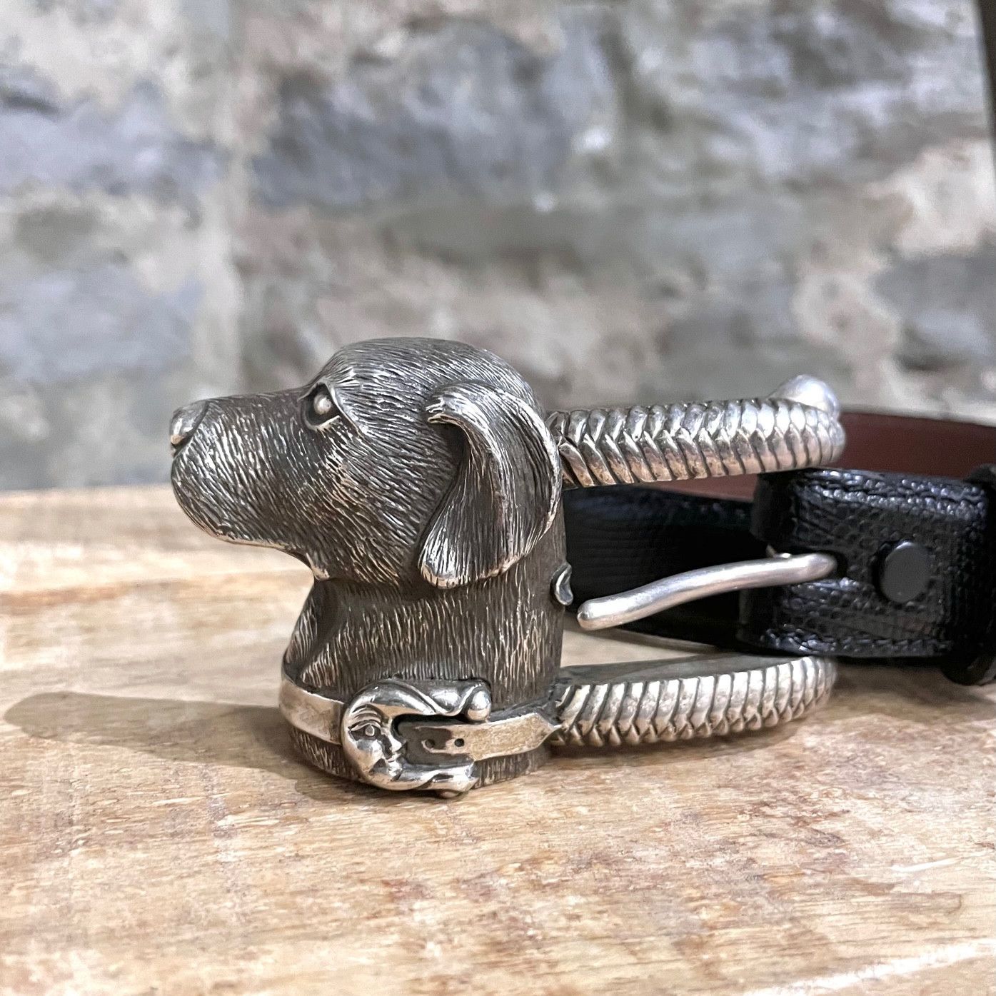 Kieselstein-Cord Barry Kieselstein-Cord Black Lizard Dog Buckle Belt Size ONE SIZE - 2 Thumbnail
