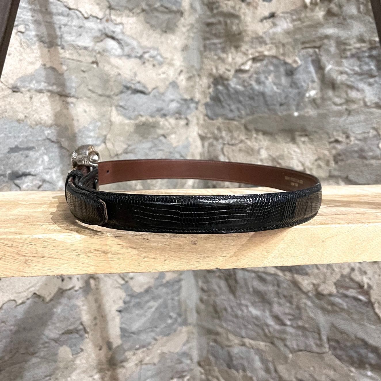 Kieselstein-Cord Barry Kieselstein-Cord Black Lizard Dog Buckle Belt Size ONE SIZE - 7 Thumbnail