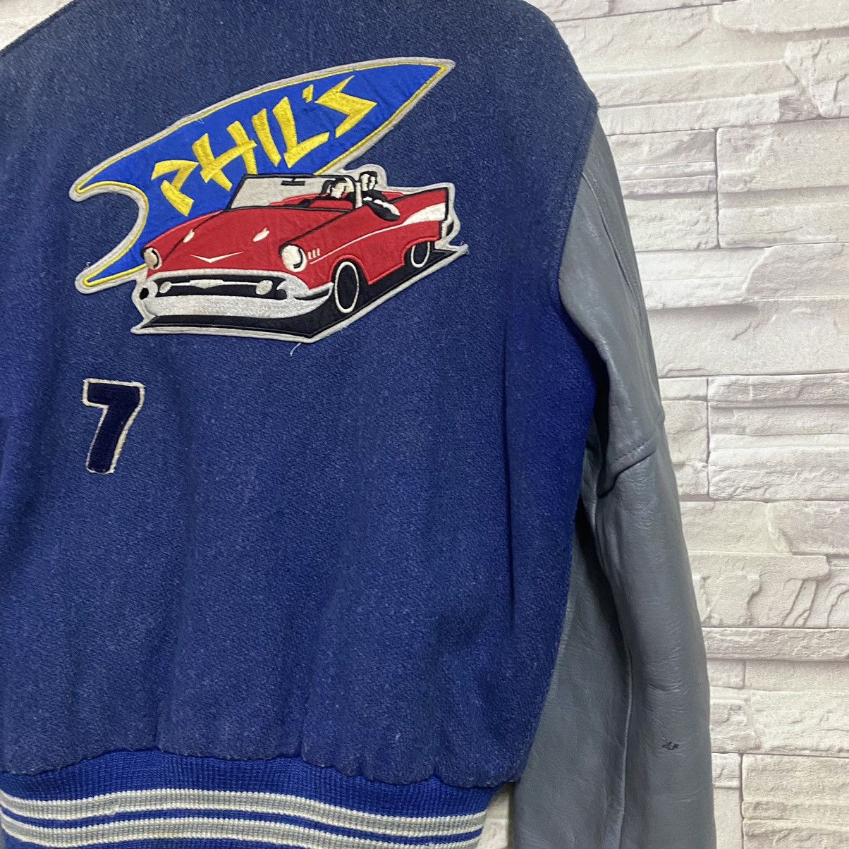 Vintage Vintage 70s CATCHBALL Varsity Leather Jacket Size US M / EU 48-50 / 2 - 14 Thumbnail