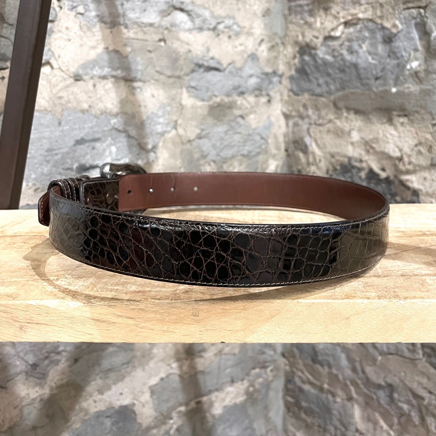 Kieselstein-Cord Barry Kieselstein-Cord Brown Alligator Moon Buckle Belt Size ONE SIZE - 4 Thumbnail