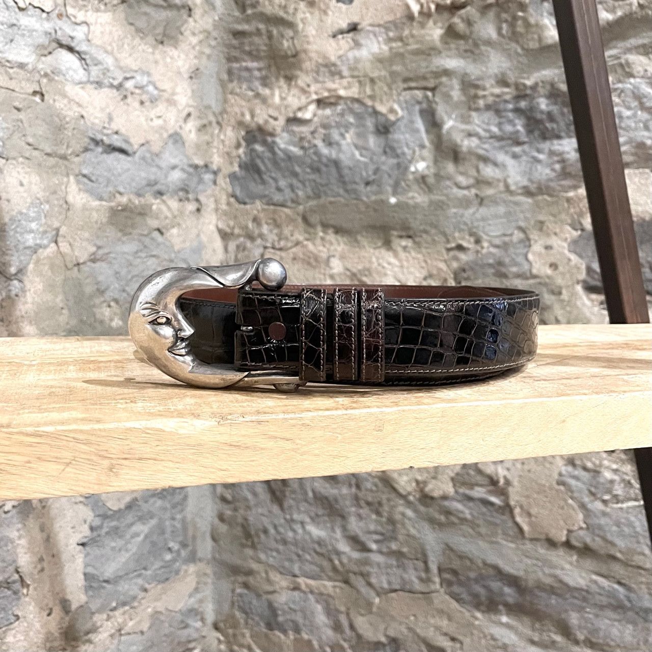 Kieselstein-Cord Barry Kieselstein-Cord Brown Alligator Moon Buckle Belt Size ONE SIZE - 1 Thumbnail
