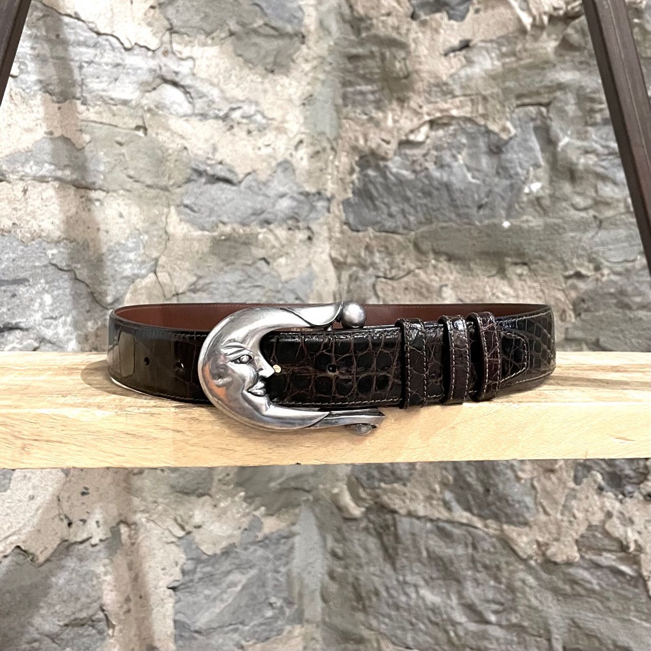 Kieselstein-Cord Barry Kieselstein-Cord Brown Alligator Moon Buckle Belt Size ONE SIZE - 3 Thumbnail