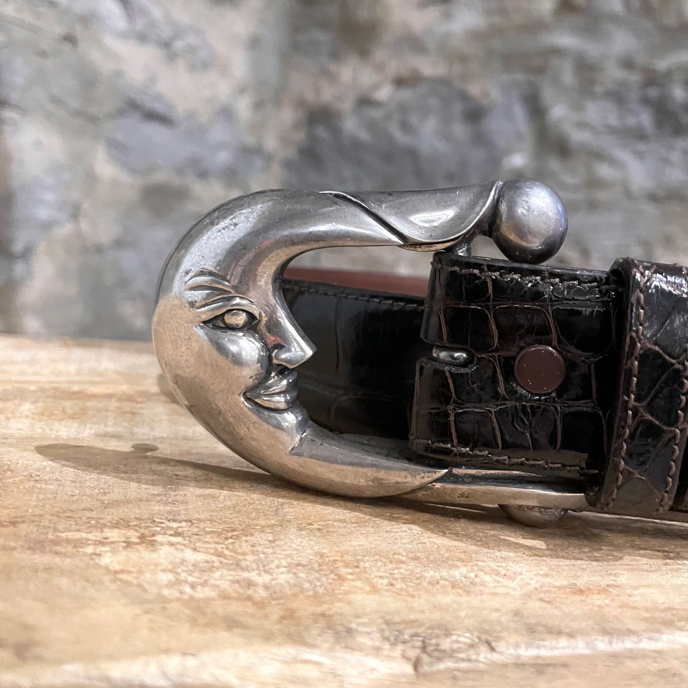 Kieselstein-Cord Barry Kieselstein-Cord Brown Alligator Moon Buckle Belt Size ONE SIZE - 2 Thumbnail